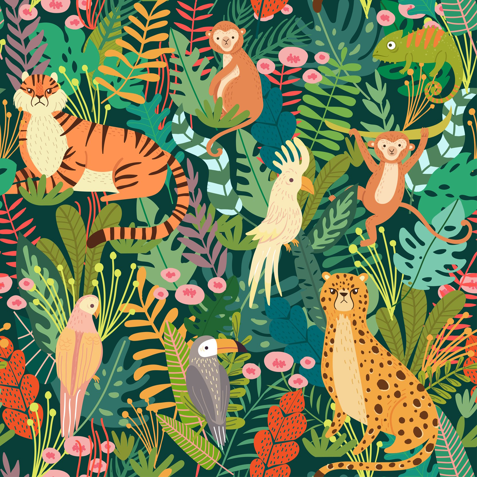 Pattern with animals jungle